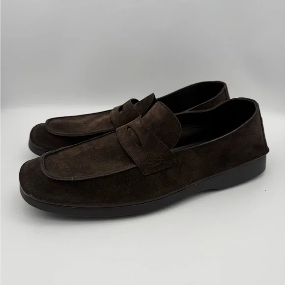 TOD’S Men’s Brown Calfskin Suede Loafers Size 11 Made in Italy $775 Retail